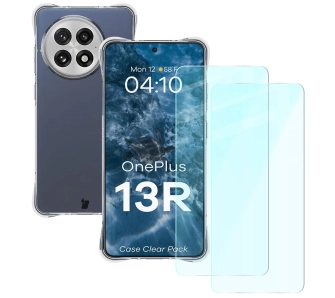 Zestaw ochronny Bizon elastyczne etui Salpa + 2x szkło hartowane Clear Pack do OnePlus 13R