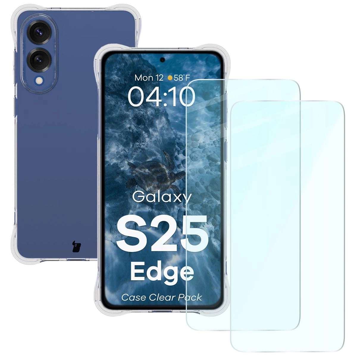 Zestaw ochronny Bizon elastyczne etui Salpa + 2x szkło hartowane Clear Pack do Galaxy S25 Edge