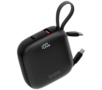 Powerbank Bazic Fusion 10000mAh PD 20W Wbudowany kabel USB-C/Lightning Czarny