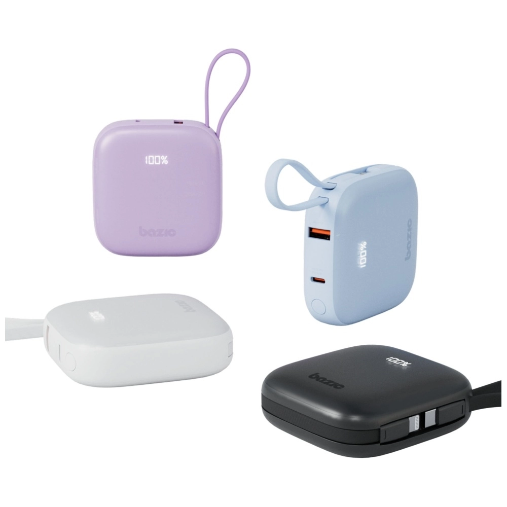 Powerbank Bazic Fusion 10000mAh PD 20W Wbudowany kabel USB-C/Lightning Czarny