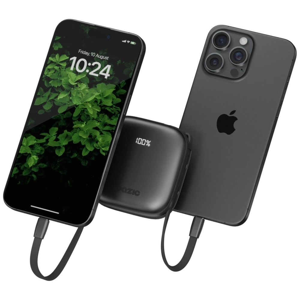 Powerbank Bazic Fusion 10000mAh PD 20W Wbudowany kabel USB-C/Lightning Czarny