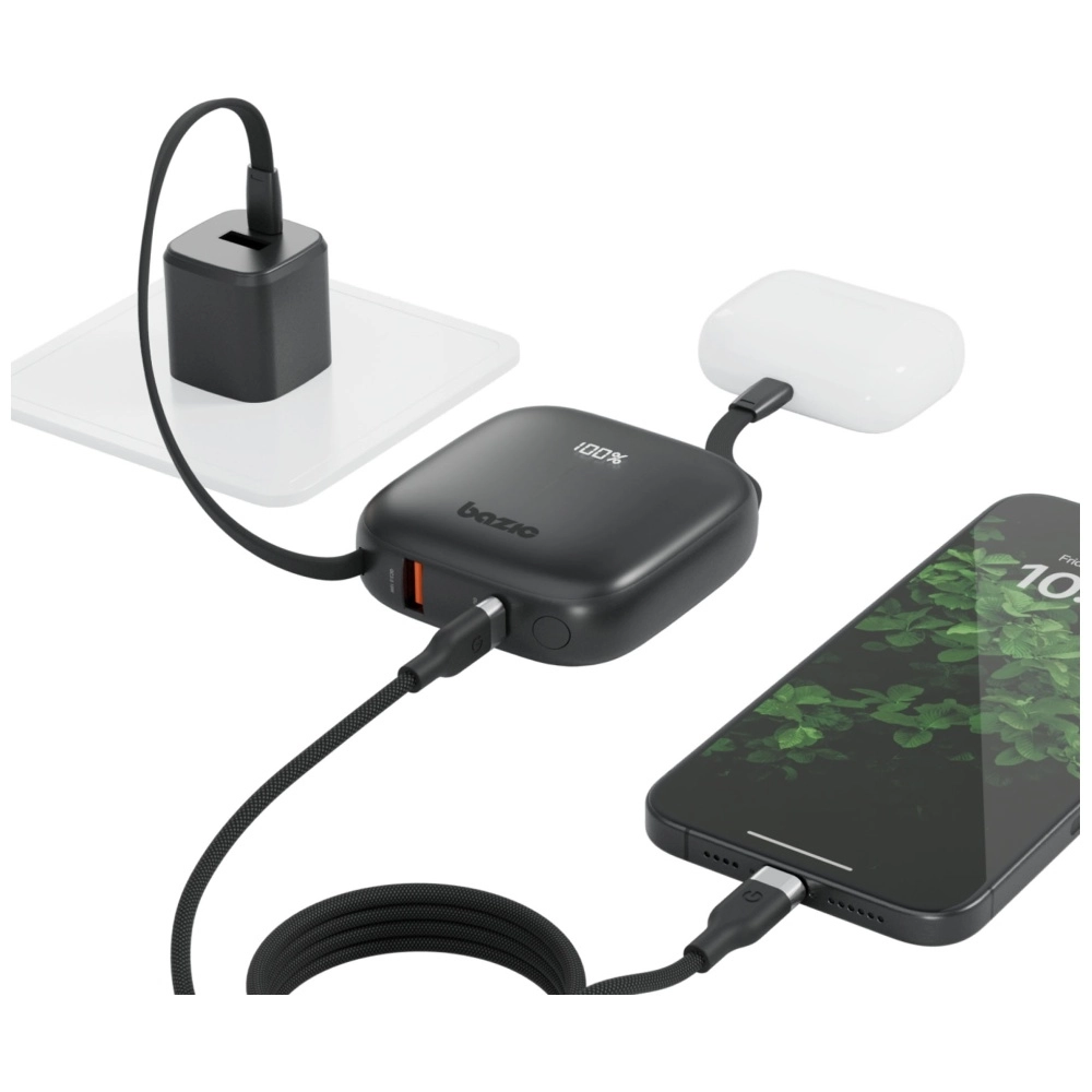 Powerbank Bazic Fusion 10000mAh PD 20W Wbudowany kabel USB-C/Lightning Czarny