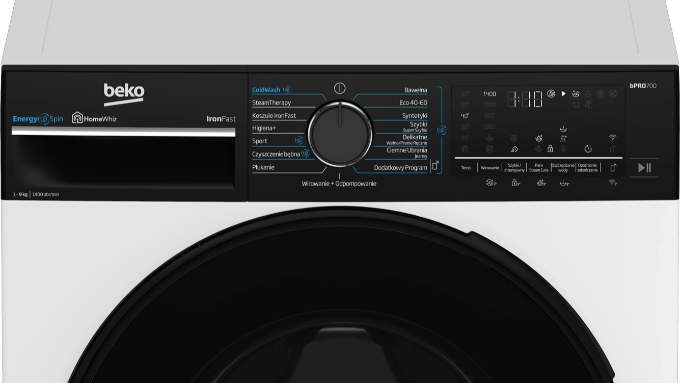 Beko pralka bPro700 B7WFU69418WB ES EnergySpin 9kg 1400obr/min + suszarka b300 BM3T49249WBDC 58,6cm 9kg
