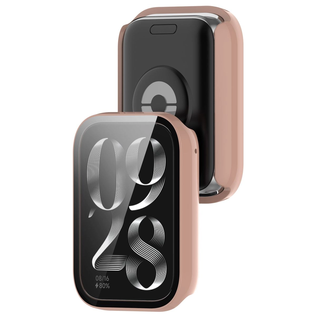 Nakładka na tarczę Bizon ze szkłem do Xiaomi Mi Smart Band 9 Pro różowy