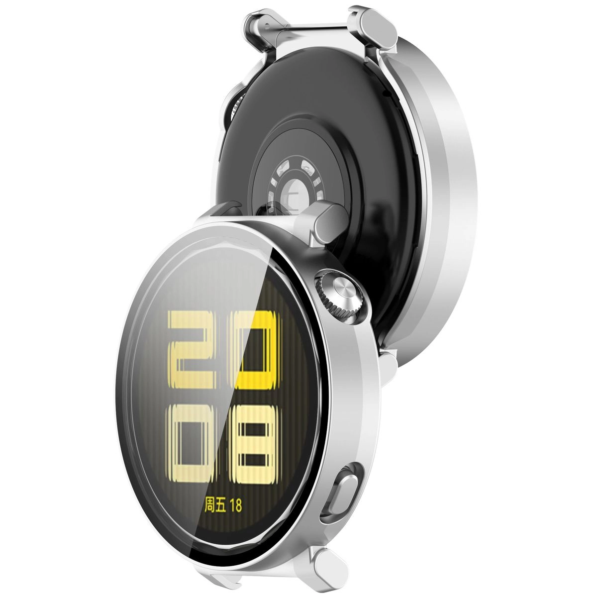 Nakładka na tarczę Bizon ze szkłem do Huawei Watch GT5 Pro 42 mm srebrny