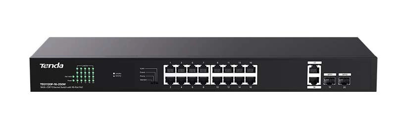 Switch Tenda TEG1120P-16-250W Czarny