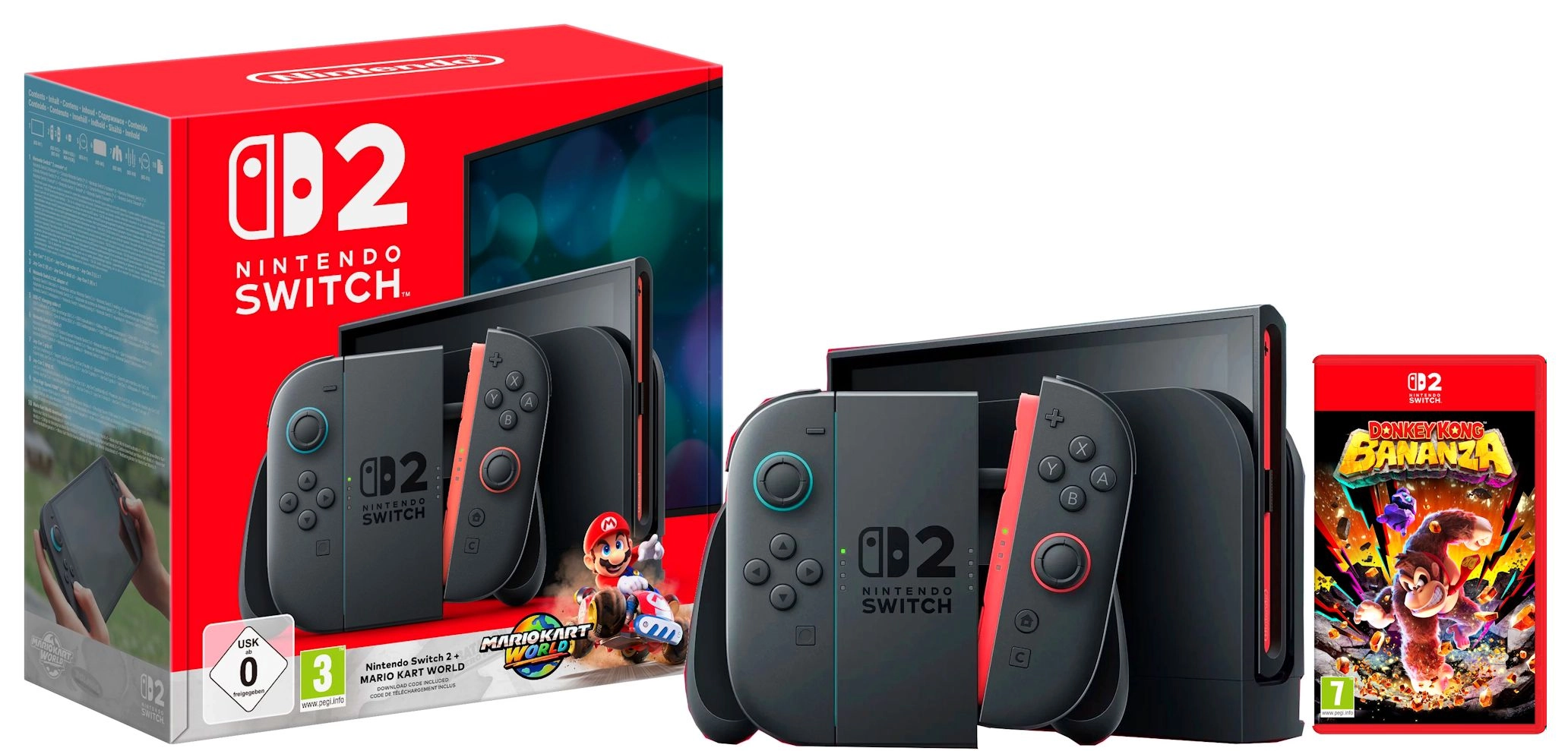 Konsola Nintendo Switch 2 Joy-Con Czarny + Mario Kart World + Donkey Kong Bananza