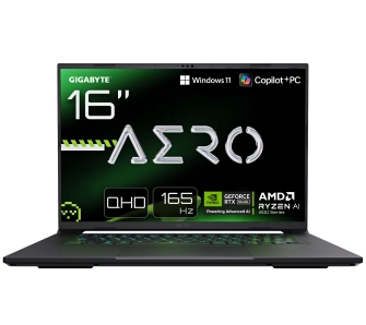 Laptop gamingowy Gigabyte AERO X16 16" 165Hz Ryzen AI 7 350 16GB RAM 1TB Dysk SSD RTX5050 DLSS4 Win11 Szary Funkcje AI