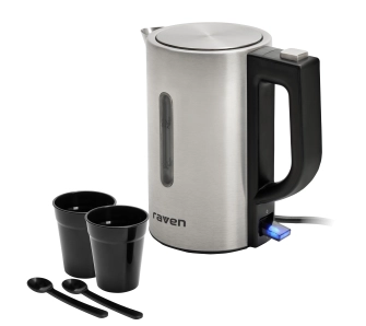 Czajnik Raven ECT002 0,5l 1100W turystyczny dwa kubki dwie łyżeczki