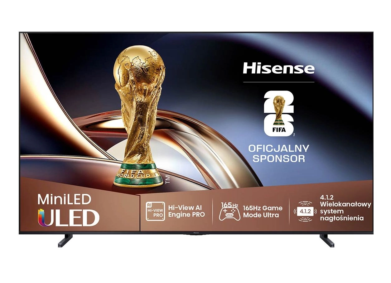 Hisense 100U8Q 100" ULED MiniLED 4K 165Hz Smart TV Funkcje AI Dolby Vision Dolby Atmos HDMI 2.1 DVB-T2