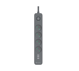 Listwa Tracer TRALIS47027 Power Line+ Mobile Ready 4 Gniazda 3x USB-A 1,5m Grafitowy
