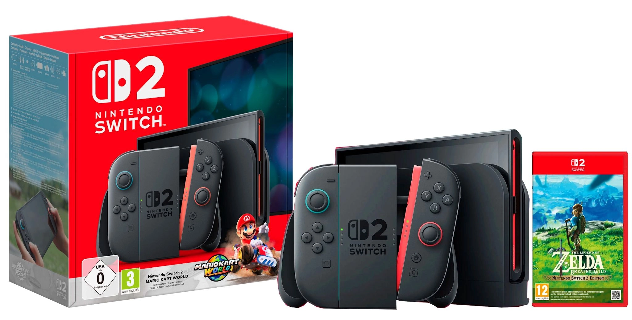 Konsola Nintendo Switch 2 Joy-Con Czarny + Mario Kart World + The Legend of Zelda: Breath of the Wild Nintendo Switch 2 Edition