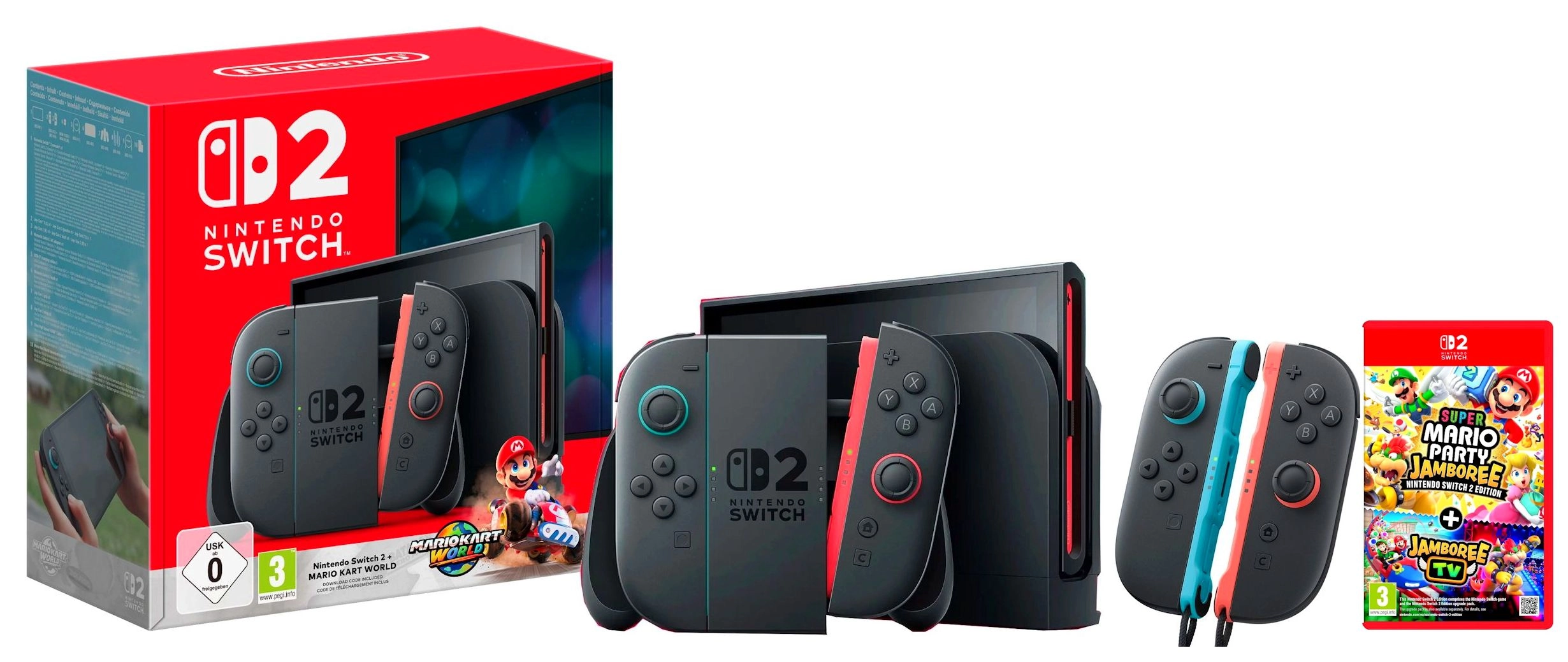 Konsola Nintendo Switch 2 Joy-Con Czarny + Mario Kart World + Super Mario Party Jamboree + Jamboree TV + Joy-Con 2 Pair (2szt)