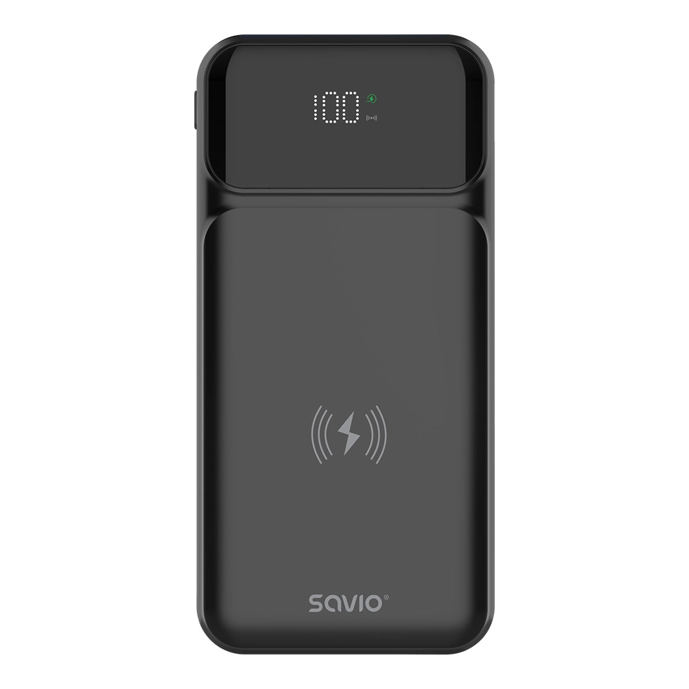 Powerbank Savio BA-09 10000mAh 20W Ładowanie indukcyjne Czarny