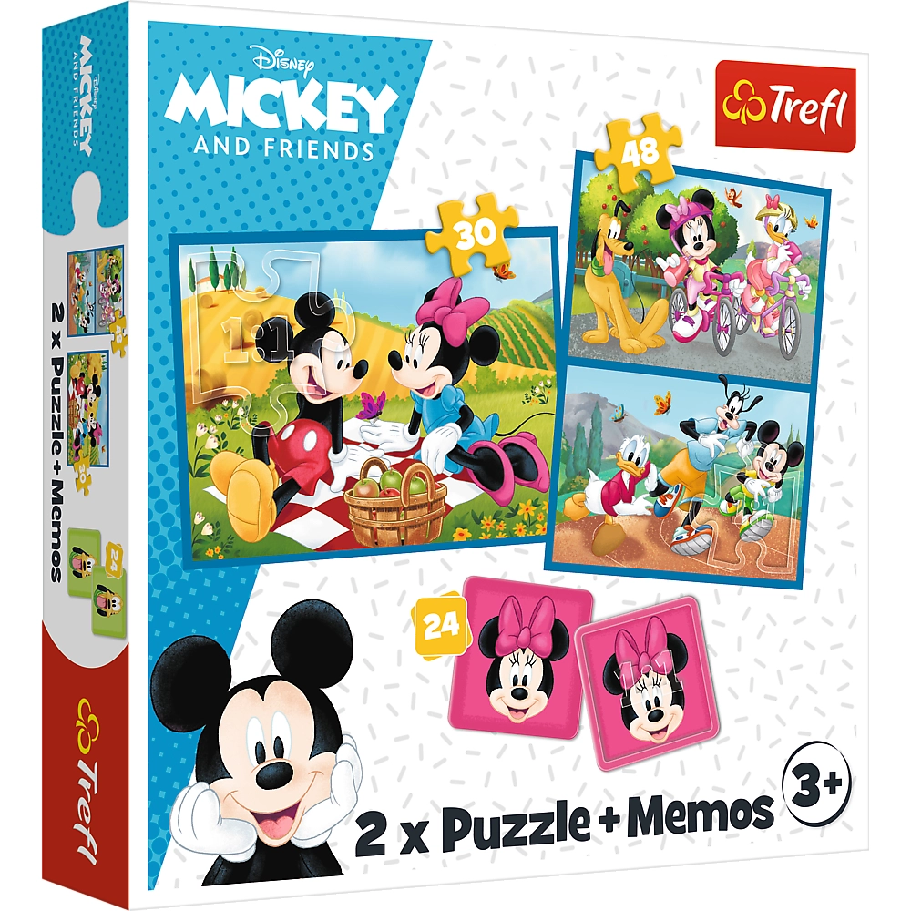 Puzzle + Memos 2w1 Myszka Miki Poznaj bohaterów Disney 24/30/48 elementów