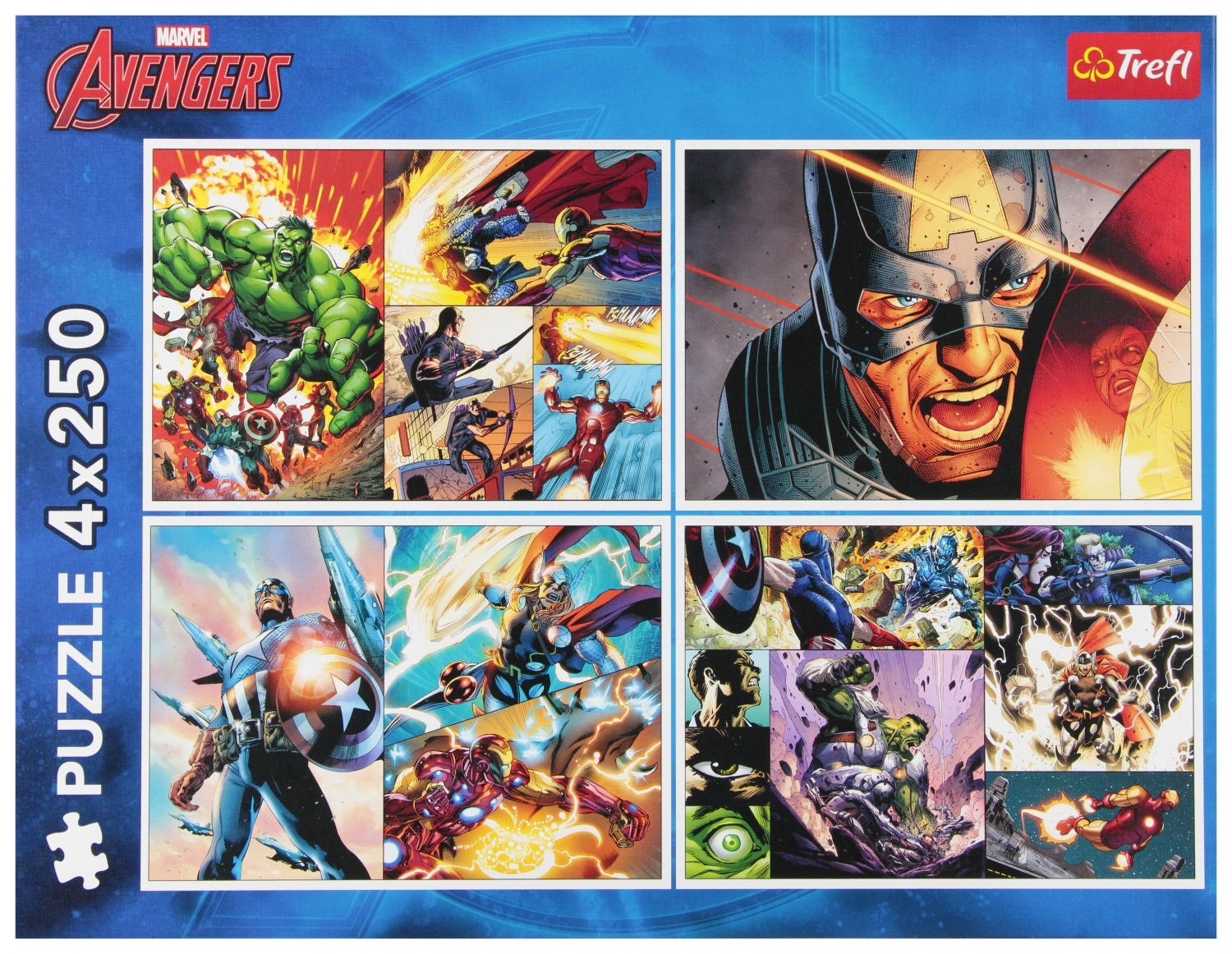 Puzzle Bohaterskie dni Avengers  4x250 elementów