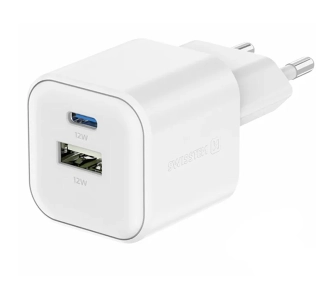 Ładowarka sieciowa Swissten 22071500 12W 1x USB-C 1x USB-A Biały