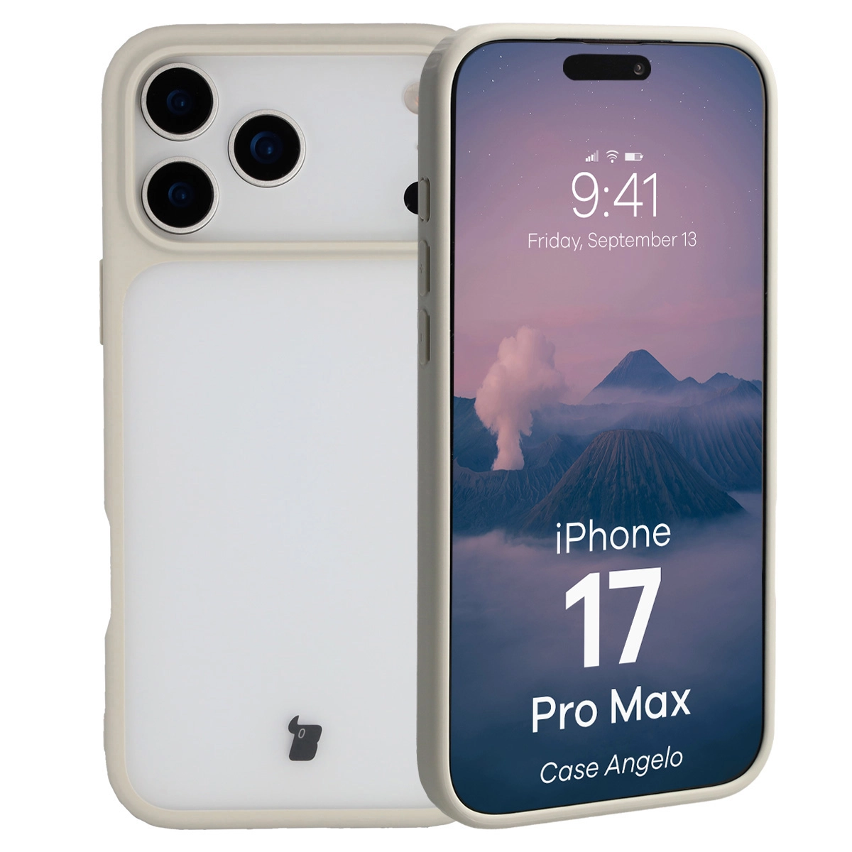 Etui Bizon Angelo do Apple iPhone 17 Pro Max z beżową ramką