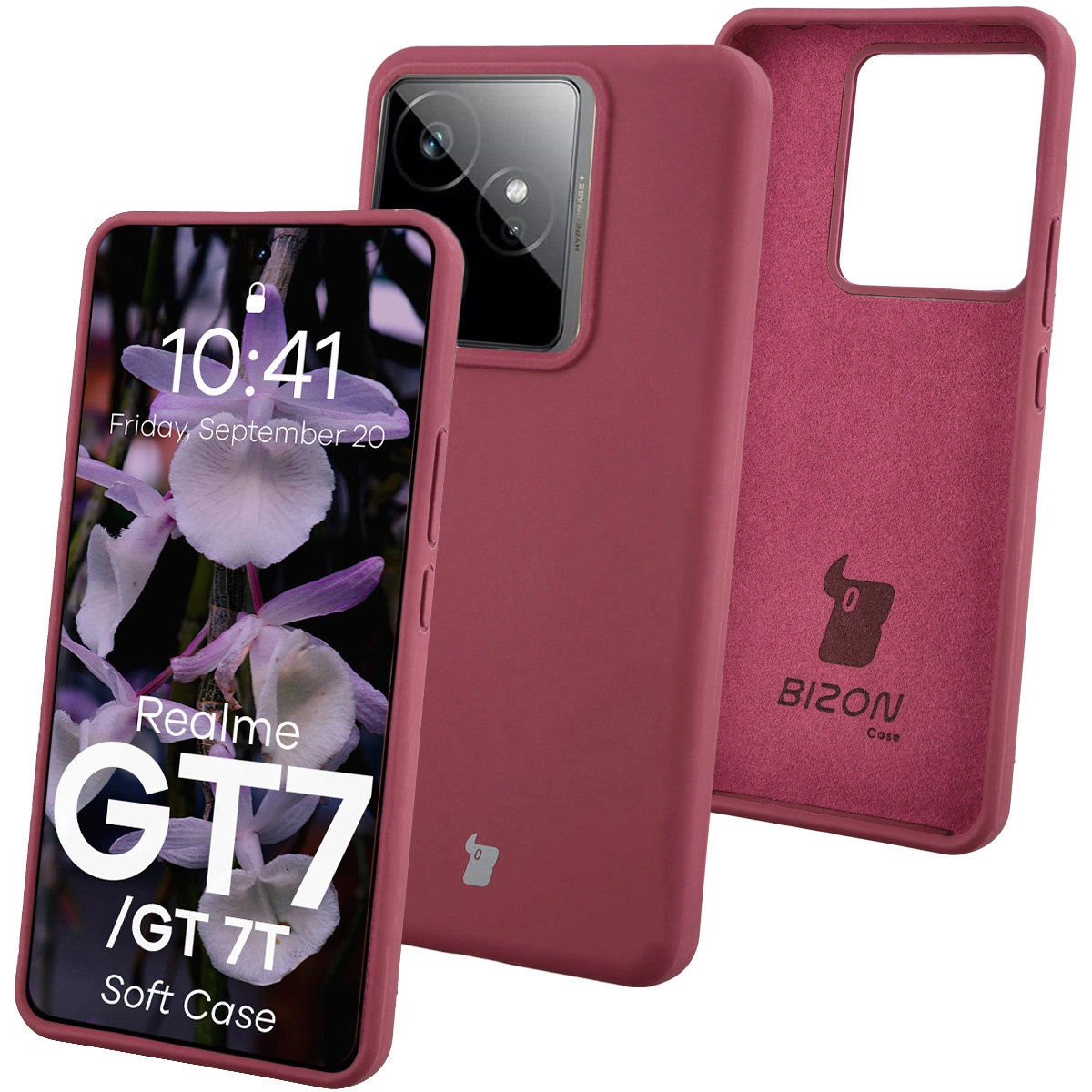 Etui Bizon Soft do Realme GT 7 / Realme GT 7T Śliwkowy