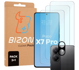 Zestaw ochronny Bizon 3x szkło + szybka na aparat Clear 2 Pack do Xiaomi POCO X7 Pro