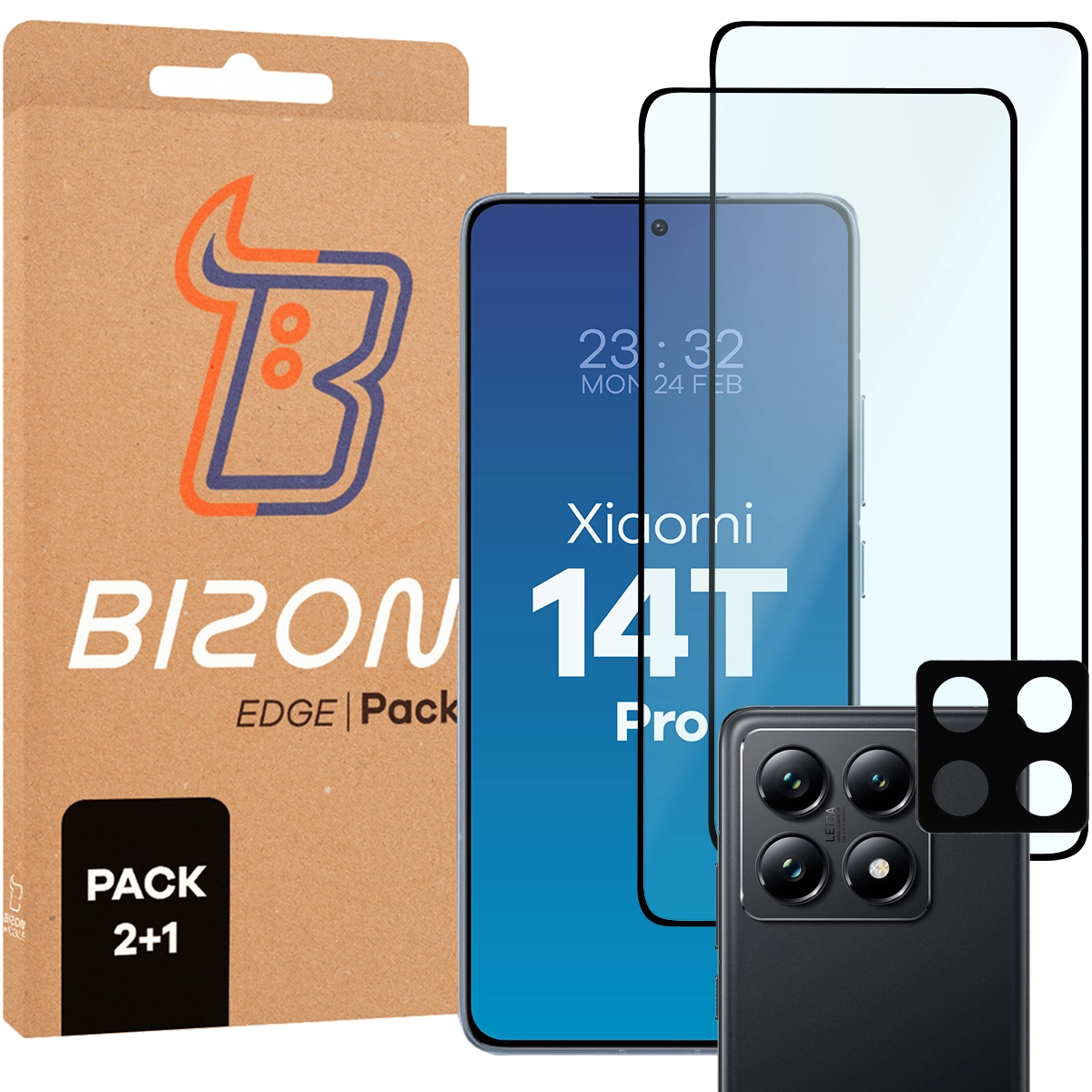 Zestaw ochronny Bizon 2x szkło + szybka na aparat Edge 2 Pack do Xiaomi 14T Pro