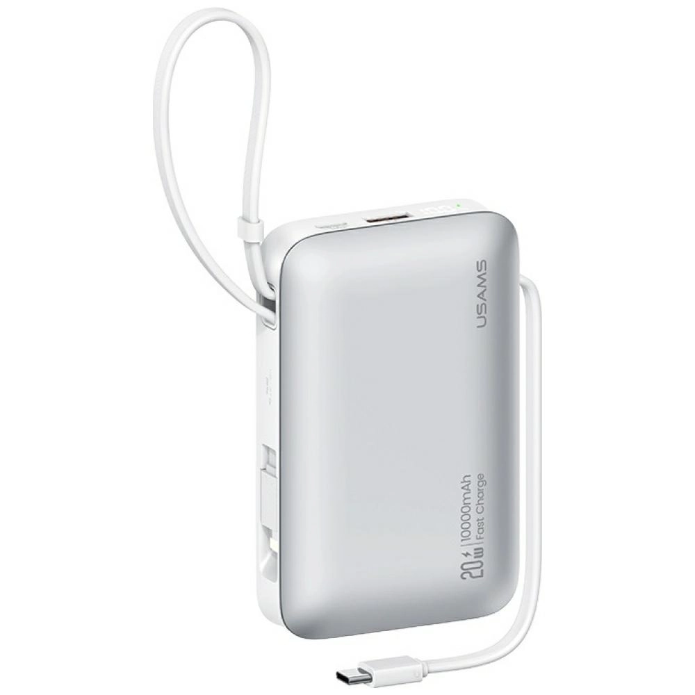 Powerbank USAMS XR Series CD228 10000mAh 20W + kabel USB-C/Lightning Biały
