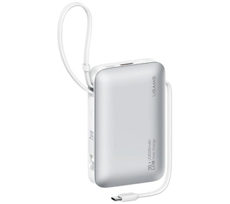 Powerbank USAMS XR Series CD228 10000mAh 20W + kabel USB-C/Lightning Biały