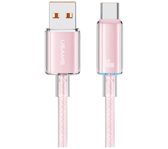 Kabel USAMS Cloud Series 6A USB-A do USB-C 1,2m Różowy