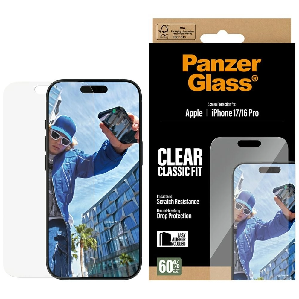 Szkło ochronne PanzerGlass Classic Fit EasyAligner do iPhone 17 / 16 Pro
