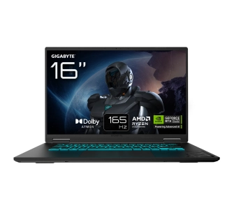 Laptop gamingowy Gigabyte Gaming A16 3THK3EE893SD 16" 165Hz R7 260 16GB RAM 512GB Dysk SSD RTX5050 DLSS4 Czarny Funkcje AI