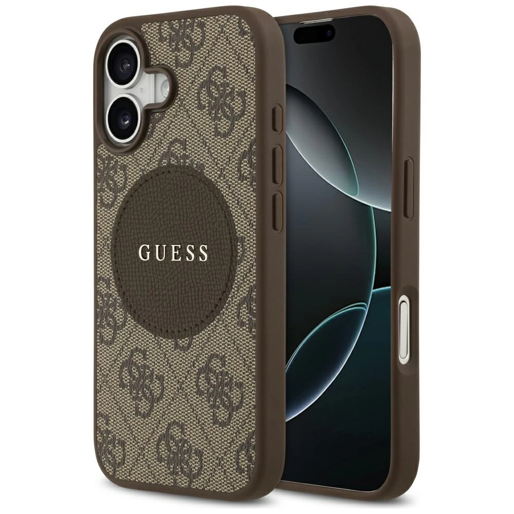 Etui Guess 4G Circle Classic Logo MagSafe do iPhone 17 Brązowy