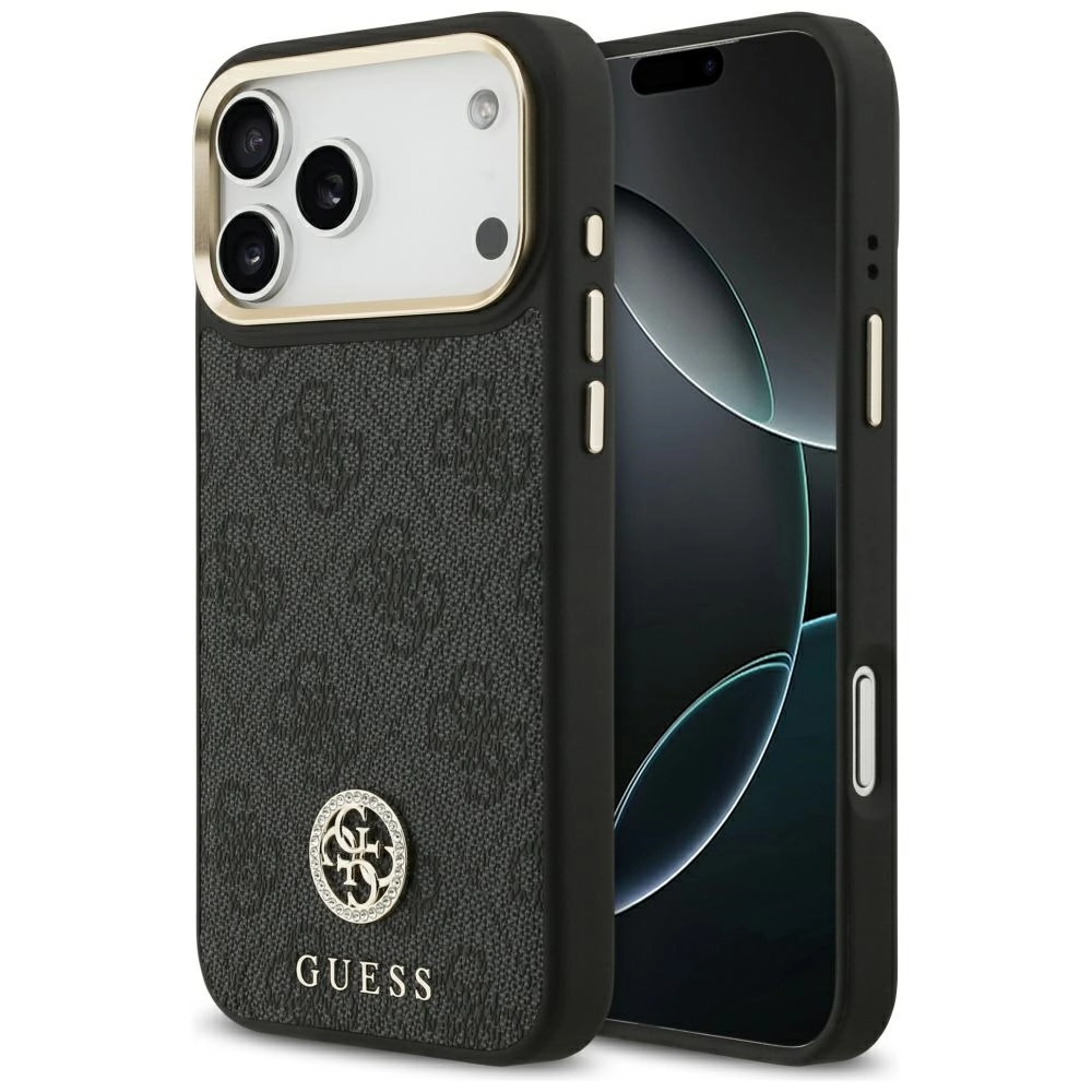 Etui Guess 4G Strass Logo MagSafe do iPhone 17 Pro Max czarny