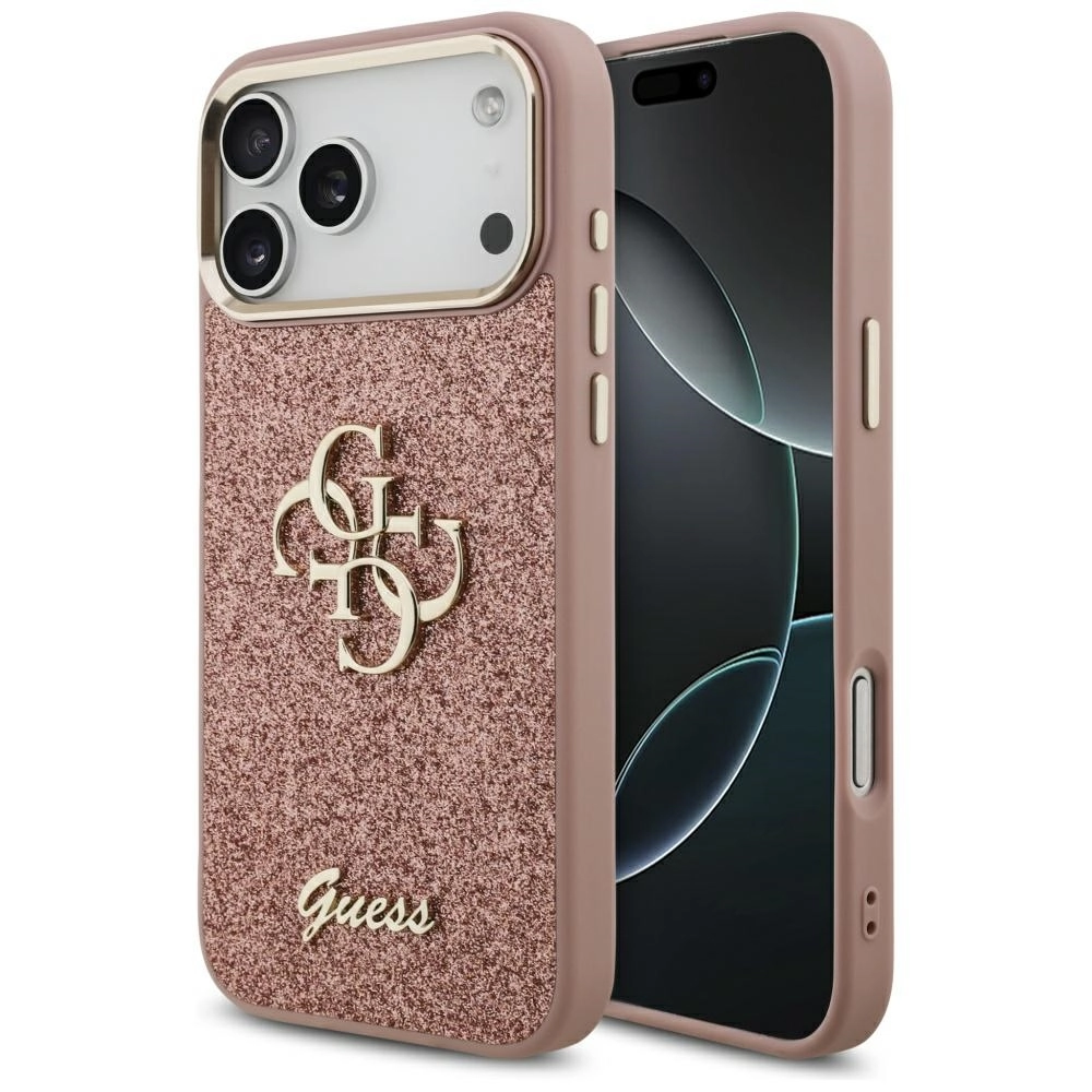 Etui Guess Fixed Glitter Big 4G Metal Frame do iPhone 17 Pro Max różowy