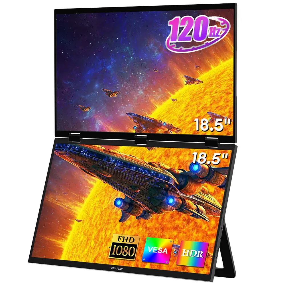 Monitor Zeuslap Z18W  2x 18,5" Full HD IPS 120Hz 3ms Przenośny