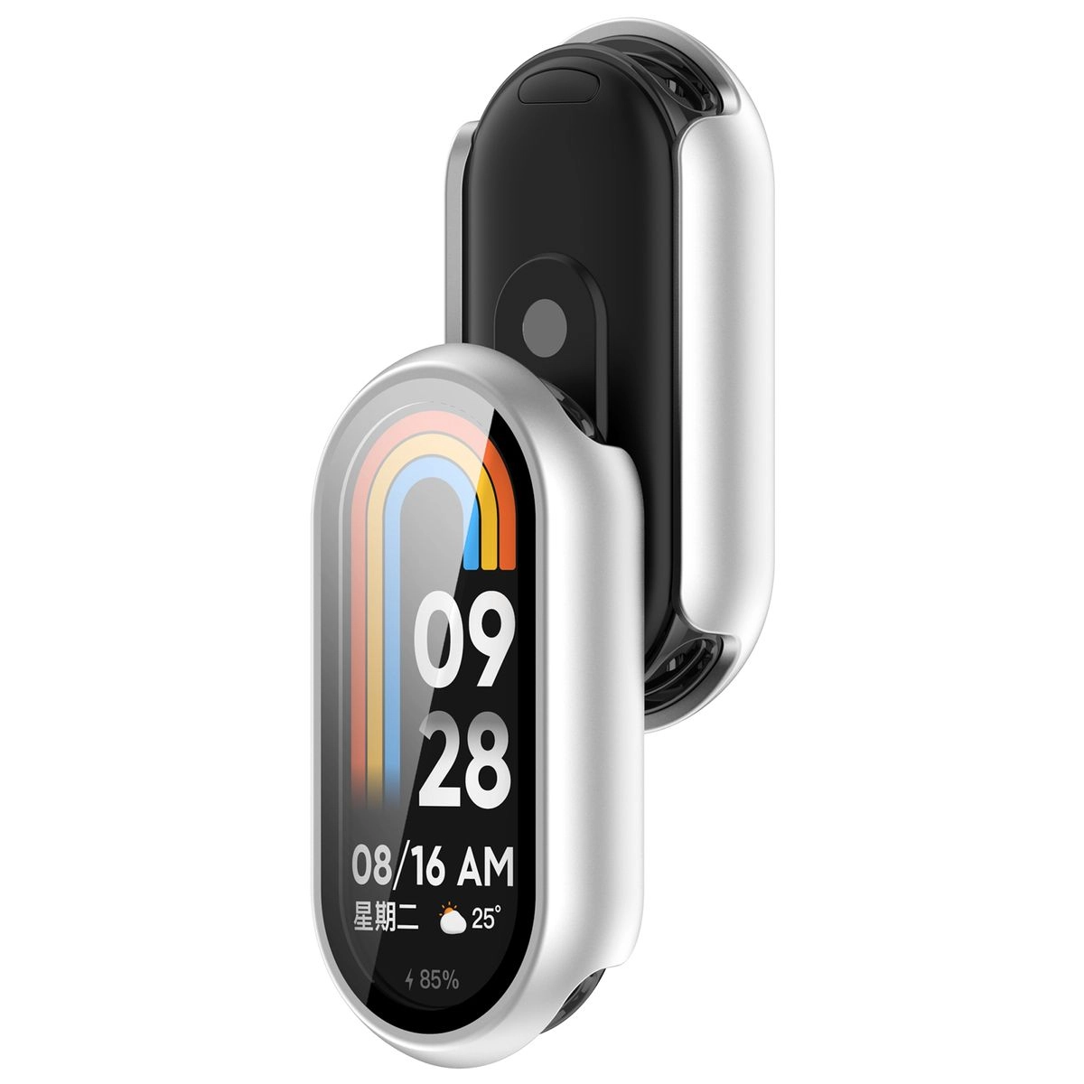 Nakładka na tarczę Bizon ze szkłem do Xiaomi Smart Band 10 srebrny