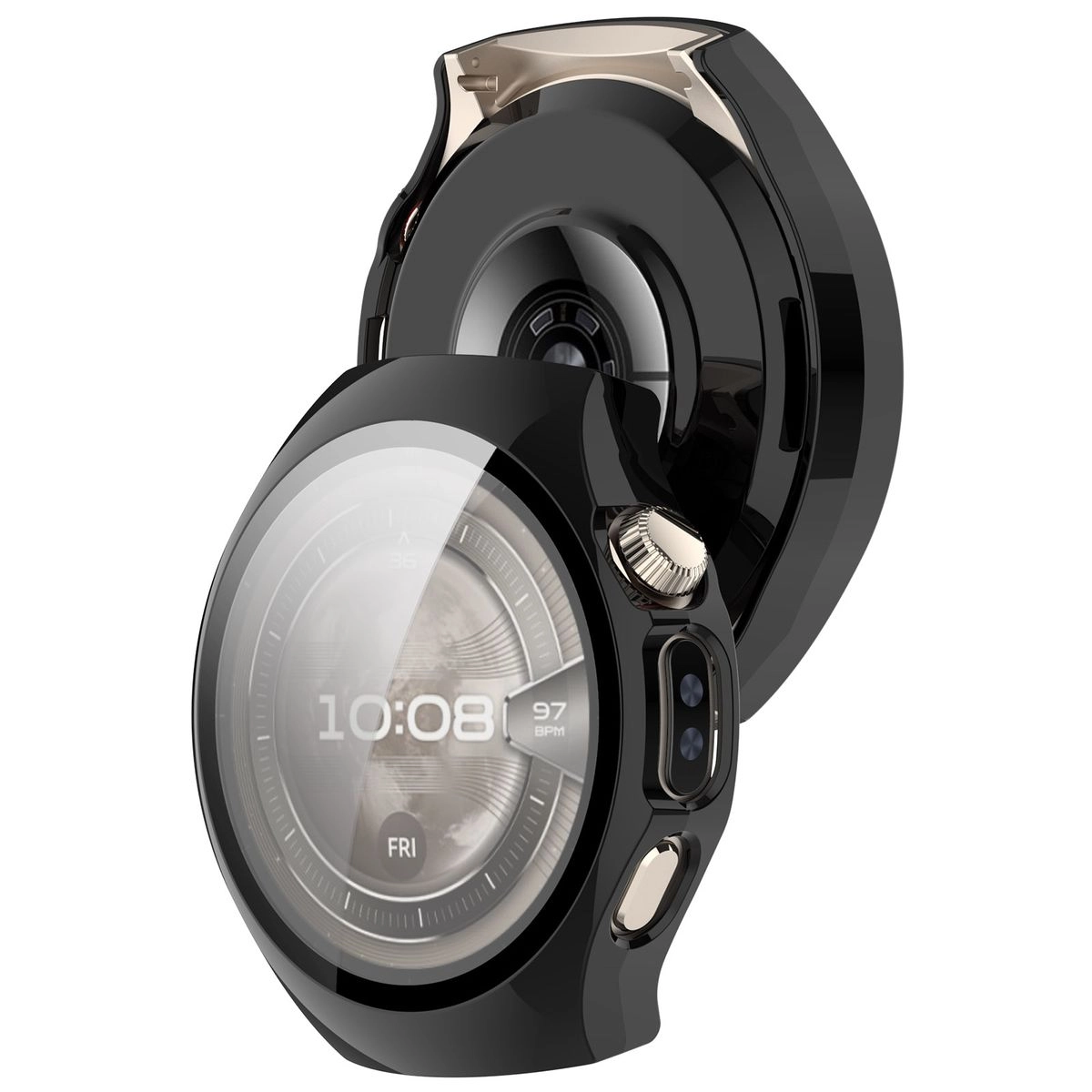 Nakładka na tarczę Bizon ze szkłem do Huawei Watch 5 42 mm czarny