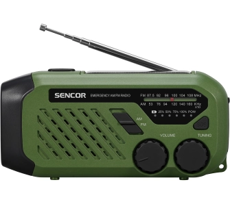 Radioodbiornik Sencor SRD 1000SCL GR Radio FM Ładowanie ręczne słoneczne USB Latarka LED Zielony