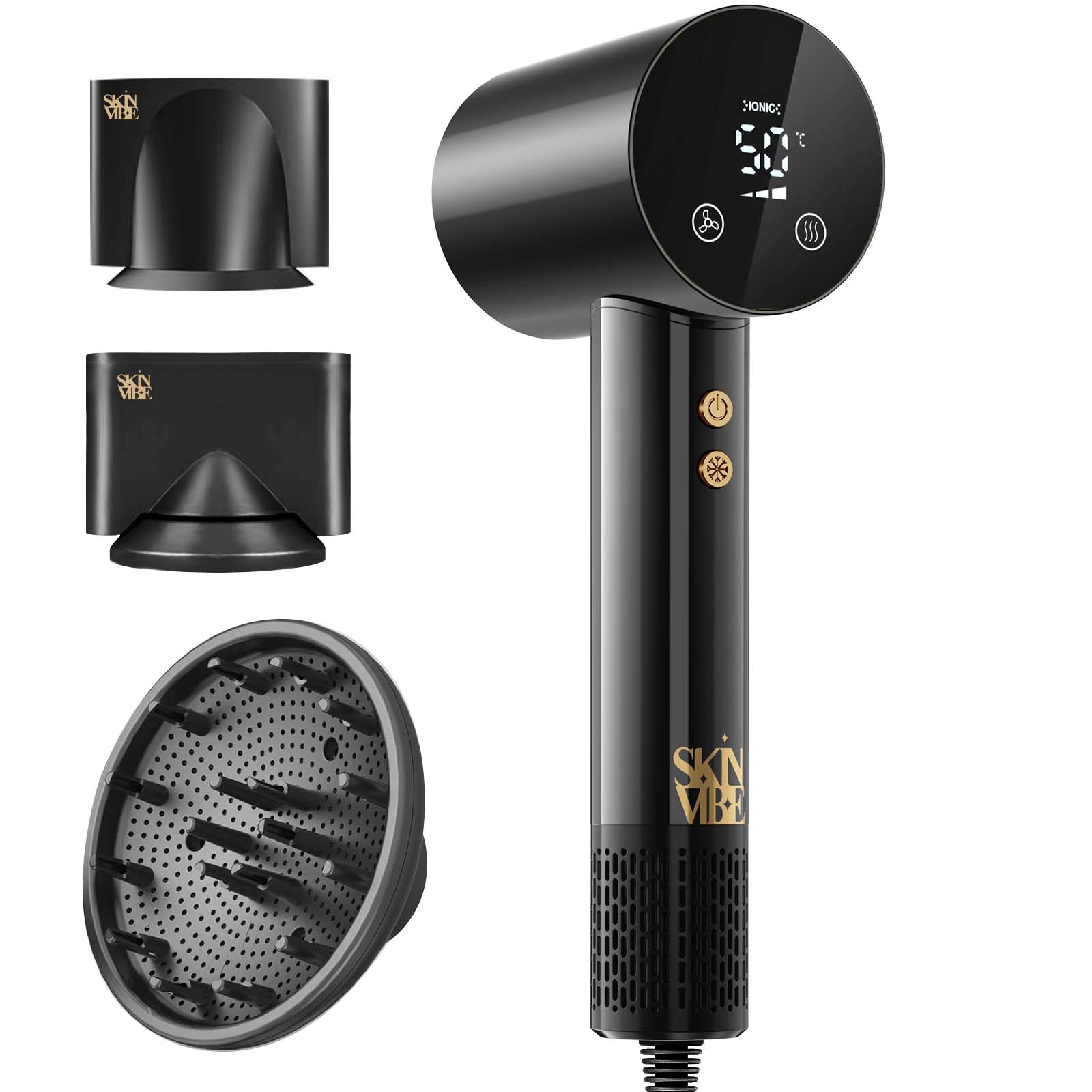 Suszarka do włosów SkinVibe Libra AirLoom SV-002BK Jonizacja Dyfuzor Zimny nawiew 1500W 3 prędkości 4 temperatury