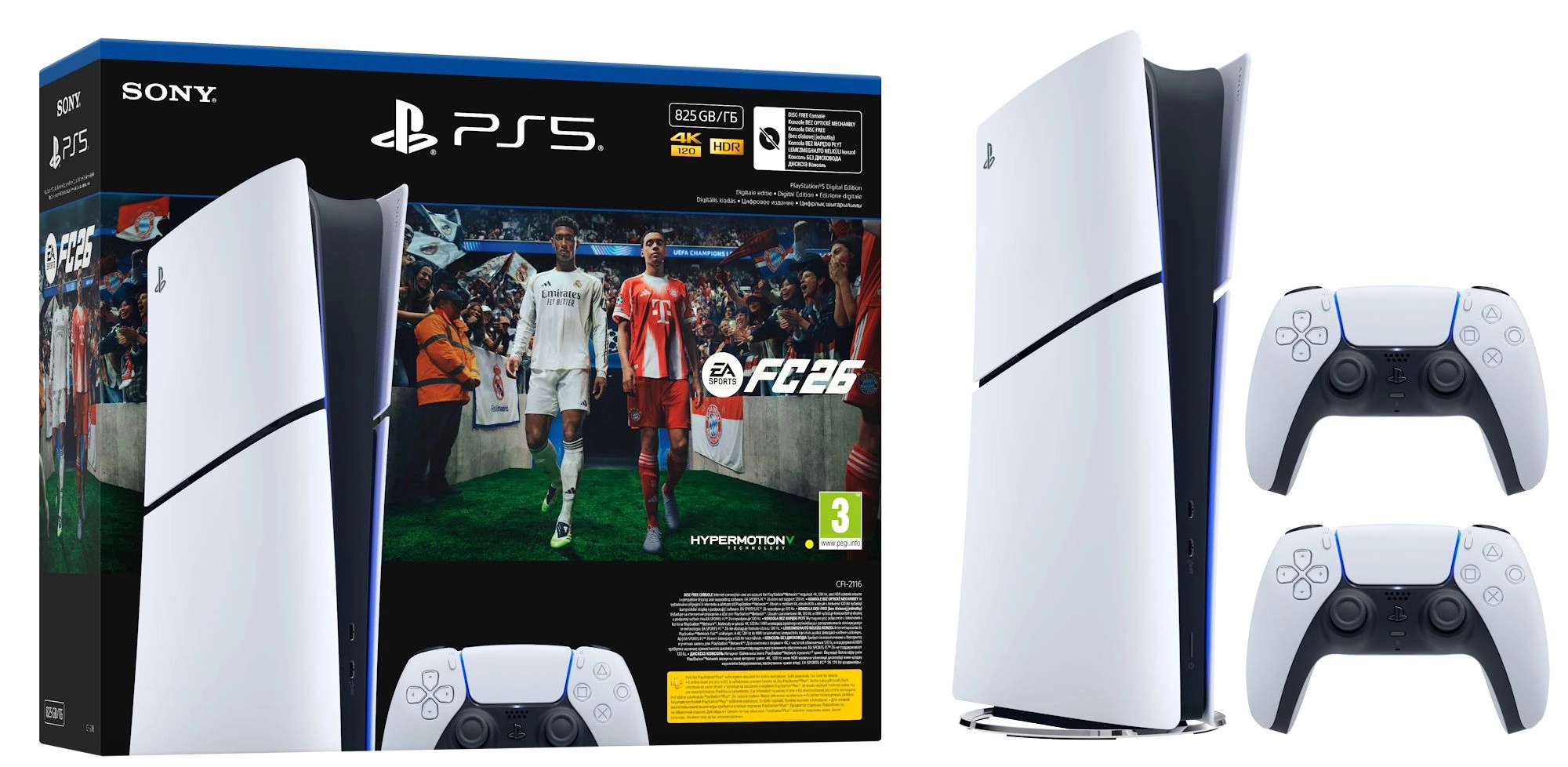 Konsola Sony PlayStation 5 Digital Slim E Chassis (PS5) 825GB EA SPORTS FC 26 Bundle + Dodatkowy Pad