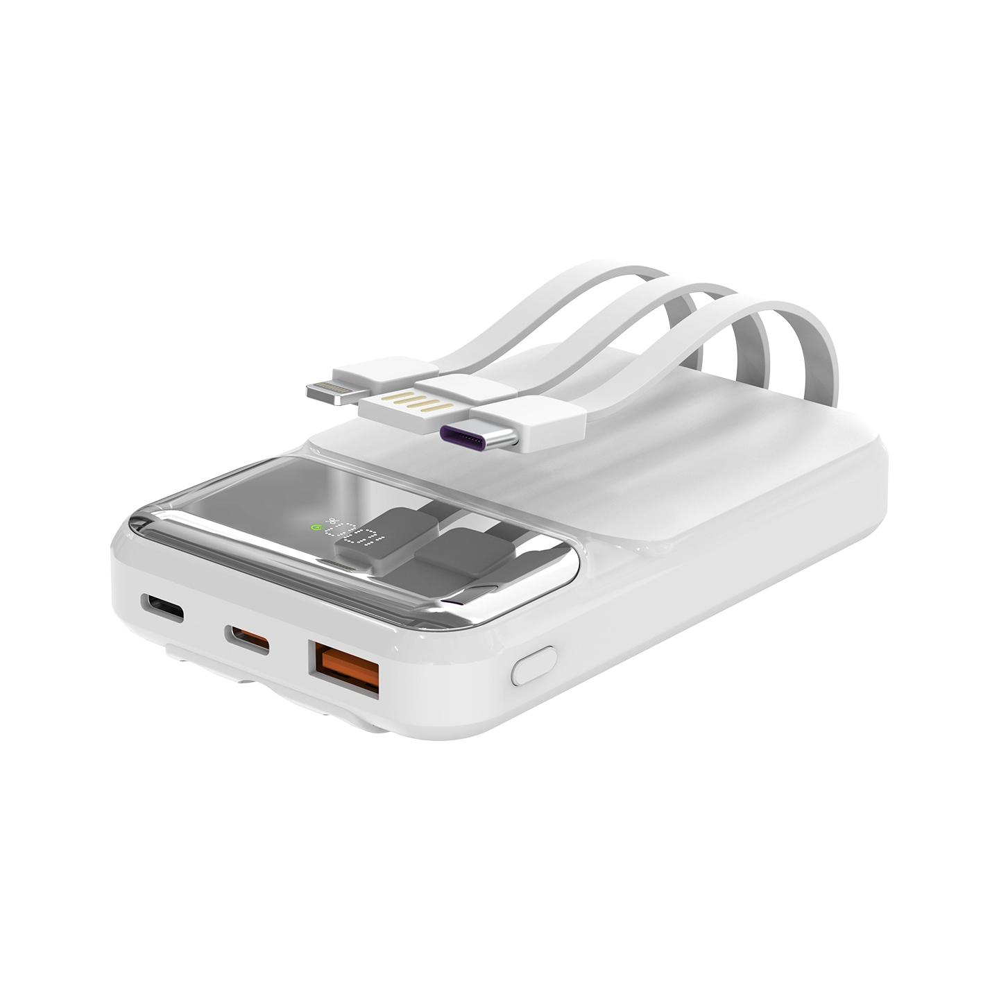 Powerbank S-Link P104 10000mAh Wbudowany kabel PD 20W Biały