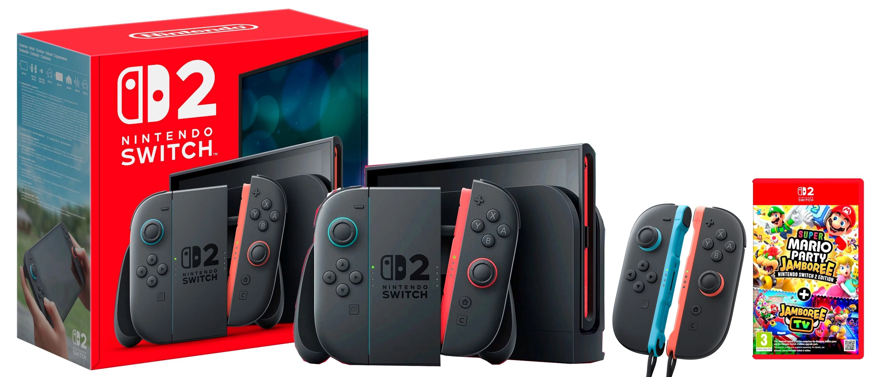 Konsola Nintendo Switch 2 Joy-Con Czarny + Joy-Con 2 Pair (2szt) + Super Mario Party Jamboree+ Jamboree TV