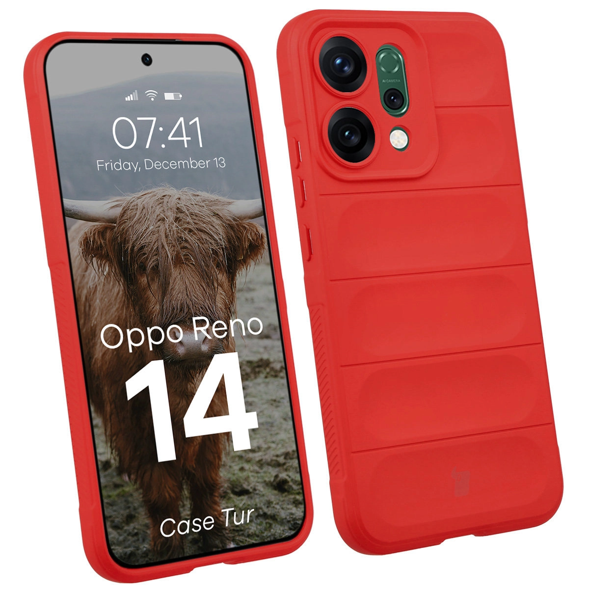 Etui Bizon Pancerne Tur do Oppo Reno 14 Czerwony