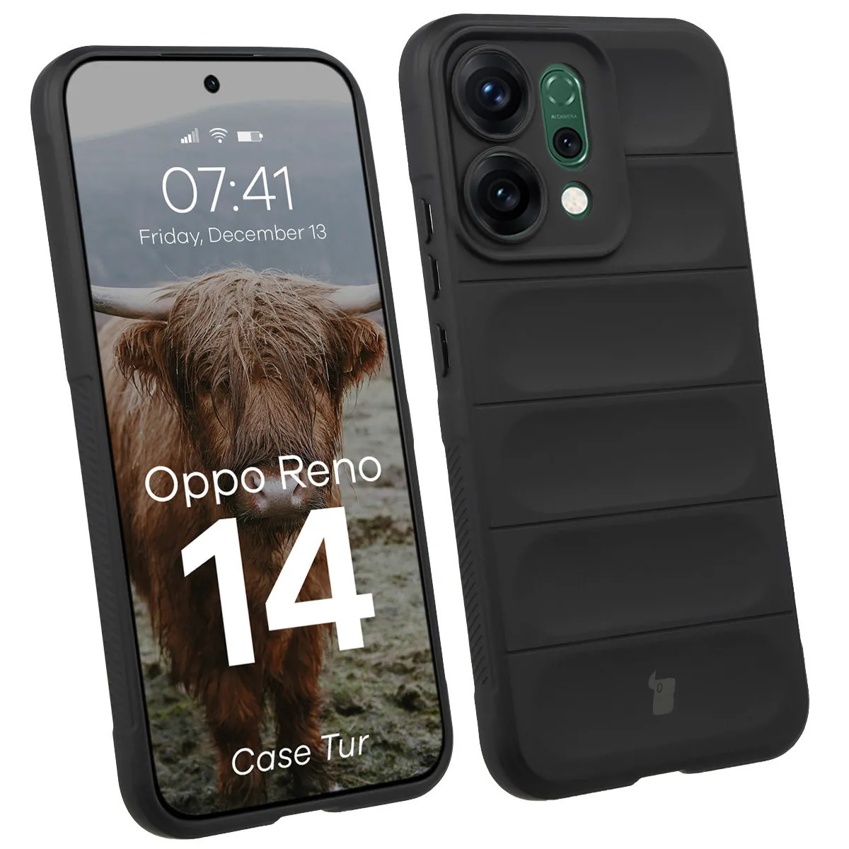 Etui Bizon Pancerne Tur do Oppo Reno 14 Czarny