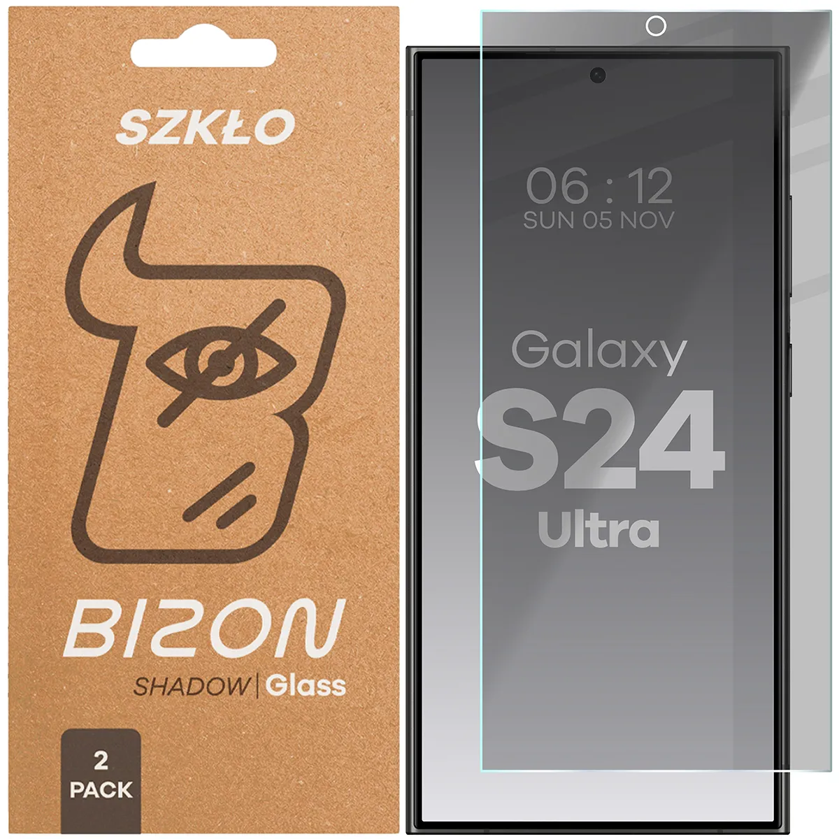 Szkło hartowane Bizon prywatyzujące Clear Shadow Duo do Samsung Galaxy S24 Ultra