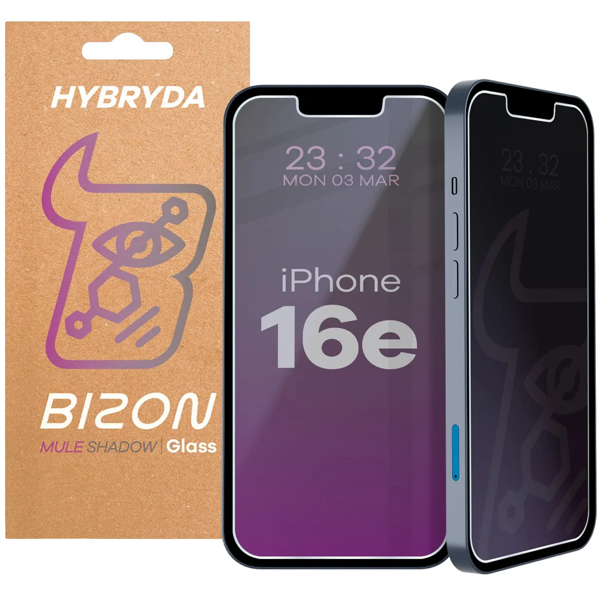 Szkło hybrydowe Bizon Prywatyzujące Mule Shadow do iPhone 16e