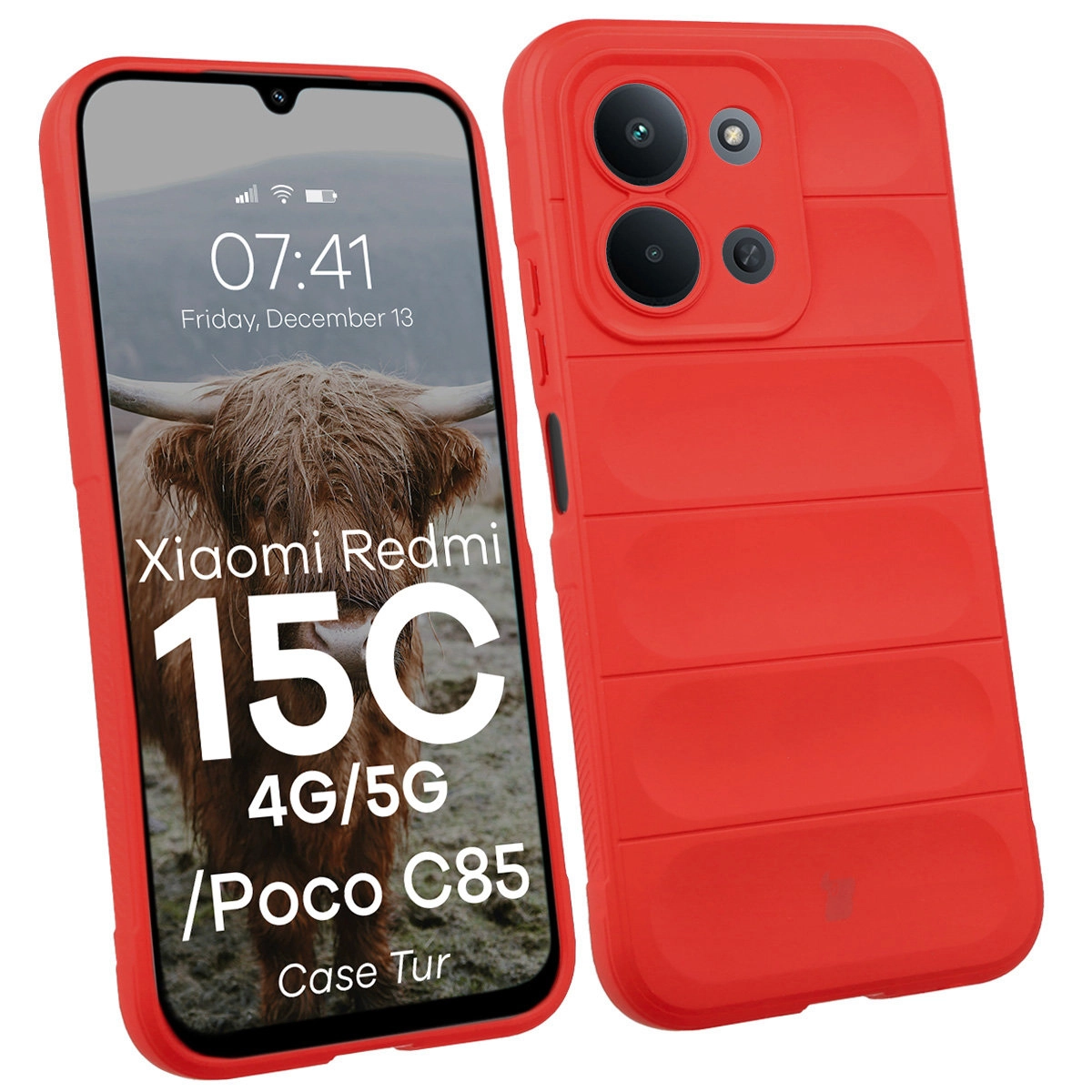 Etui Bizon Pancerne Tur do Xiaomi Redmi 15C 4G/5G/Poco C85 Czerwony