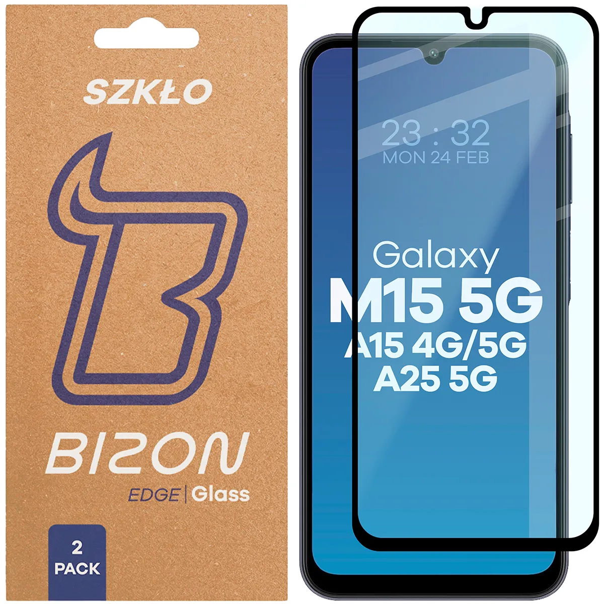 Szkło hartowane Bizon Edge Duo do Samsung Galaxy A15 4G/5G / Galaxy A25 5G / Galaxy M15 5G