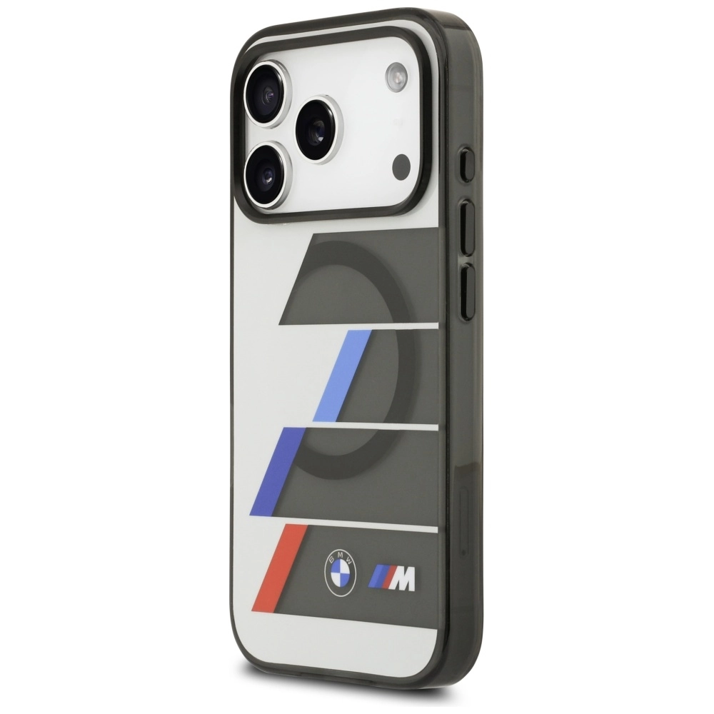 Etui BMW M IML Metal Buttons Tricolor Lines MagSafe do iPhone 17 Pro Antracyt