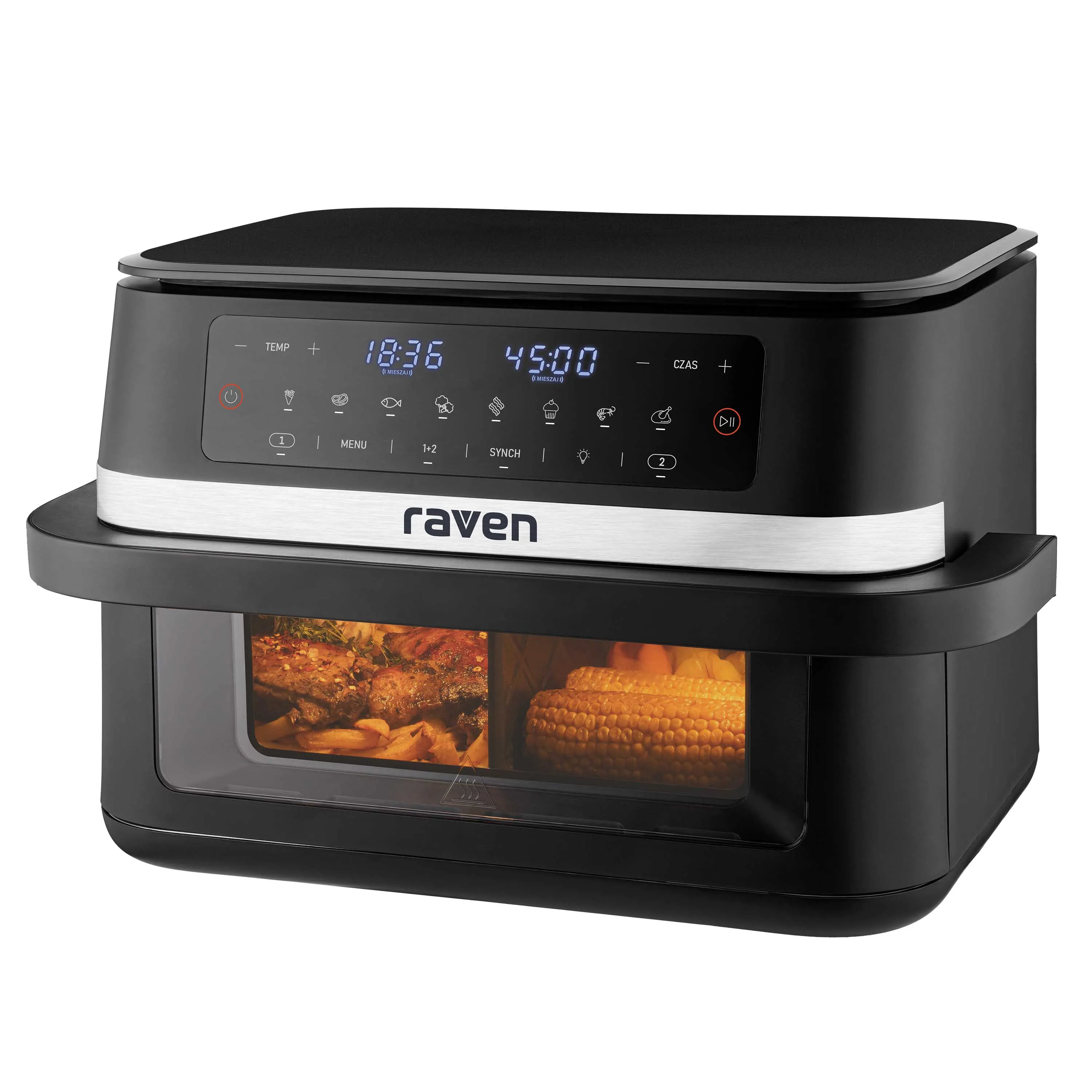 Air fryer Raven EFN013 Frytownica niskotłuszczowa 2950W 11,5l Jedna duża komora lub dwie regulowane
