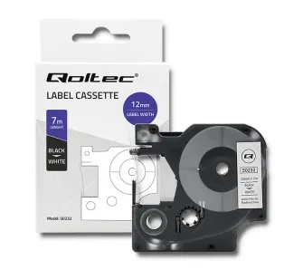 Taśma Qoltec do DYMO D1 45013 12mm x 7m Biała/ Czarny nadruk